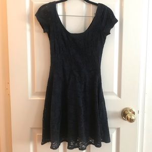 Navy blue lace skater dress